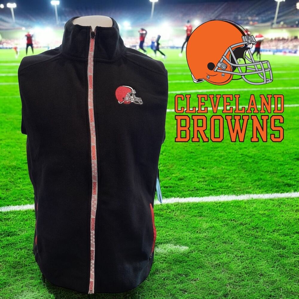NEW Cleveland Browns‎ Full-Zip Fleece Vest Black NFL Collection NWT Men Large